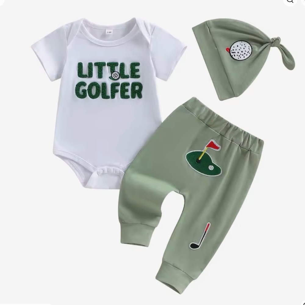 New “Little Golfer” Baby Outfit Set 3 months